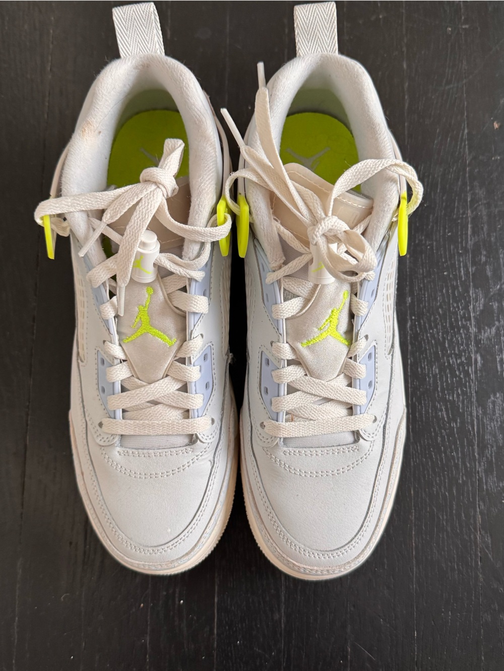 Jordan Kids White Sneakers with Neon Yellow Accents